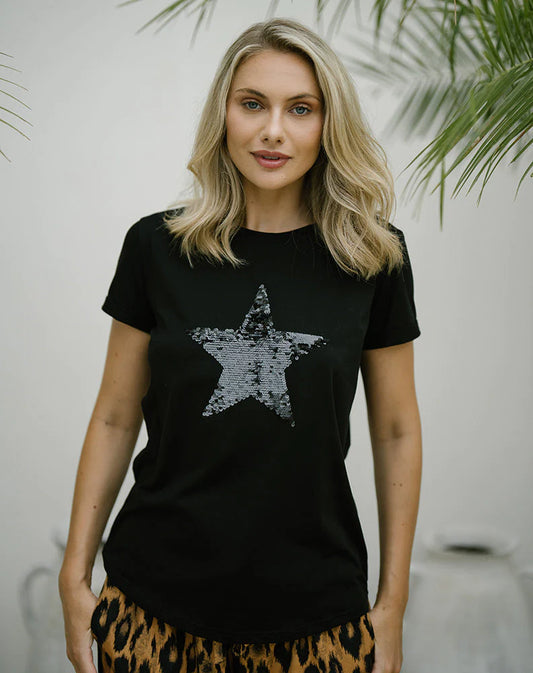Sequin Tee - Black
