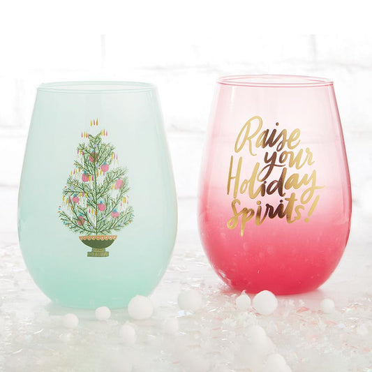 Stemless Wine Glass - Holiday Spirits