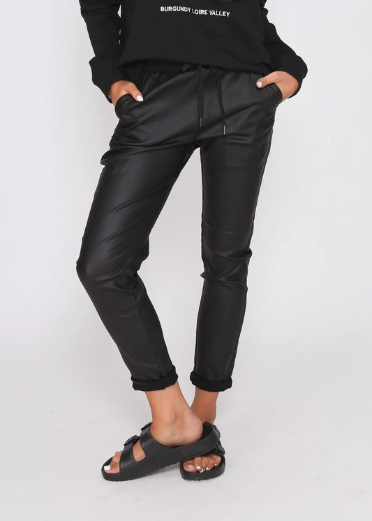 Wet Look Joggers | Black