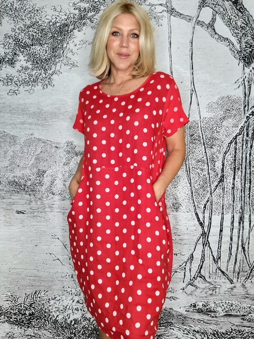Helga May Polka Dot Jungle Dress | Red