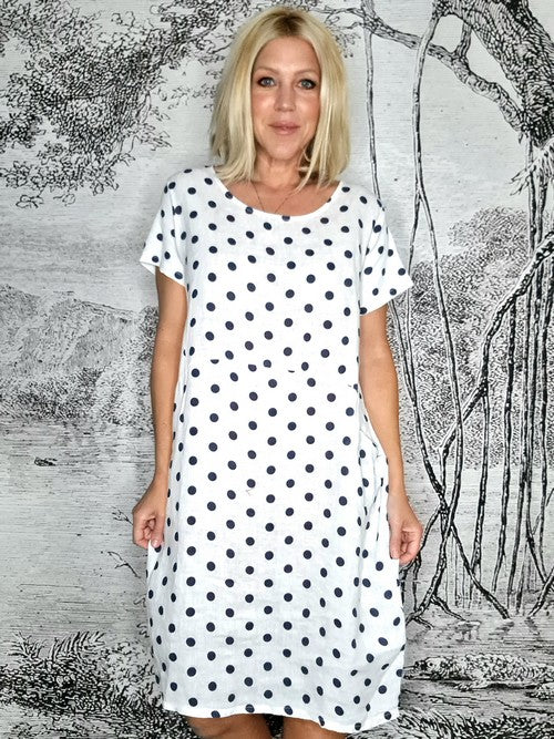 Helga May Polka Dot Jungle Dress | White