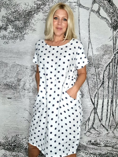 Helga May Polka Dot Jungle Dress | White