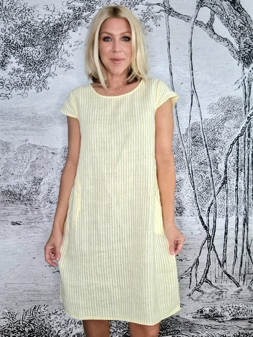 Helga May Pinstripe Kennedy Dress | lemon