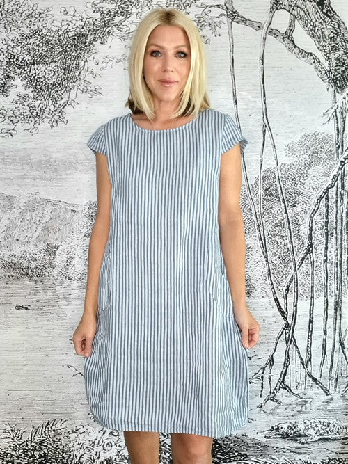 Helga May Pinstripe Kennedy Dress | Grey