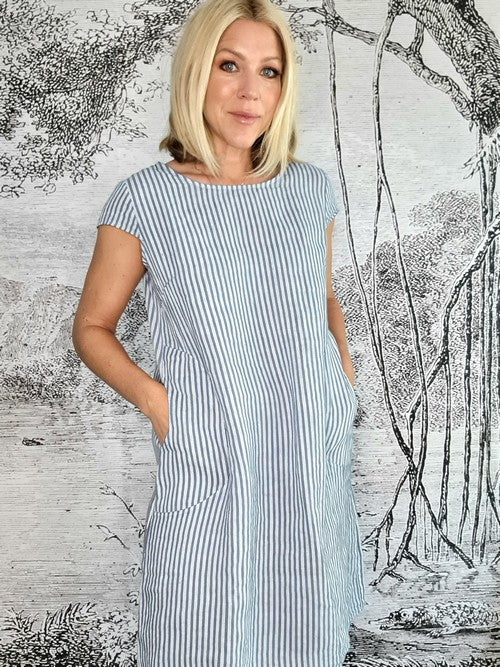 Helga May Pinstripe Kennedy Dress | Grey
