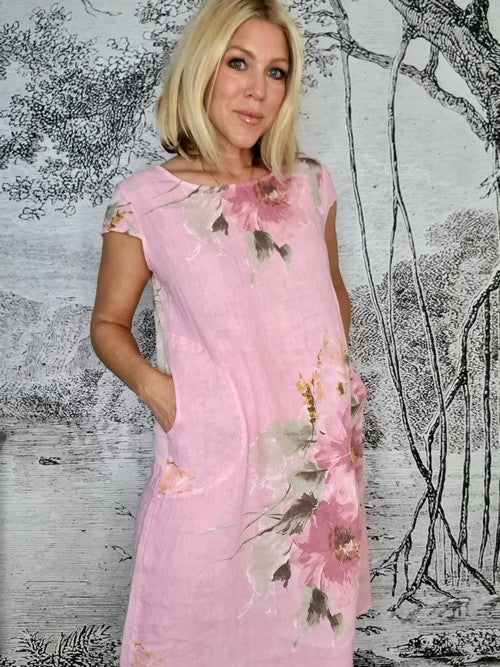 Helga May Watercolour Rose Kennedy Dress | Bubblegum