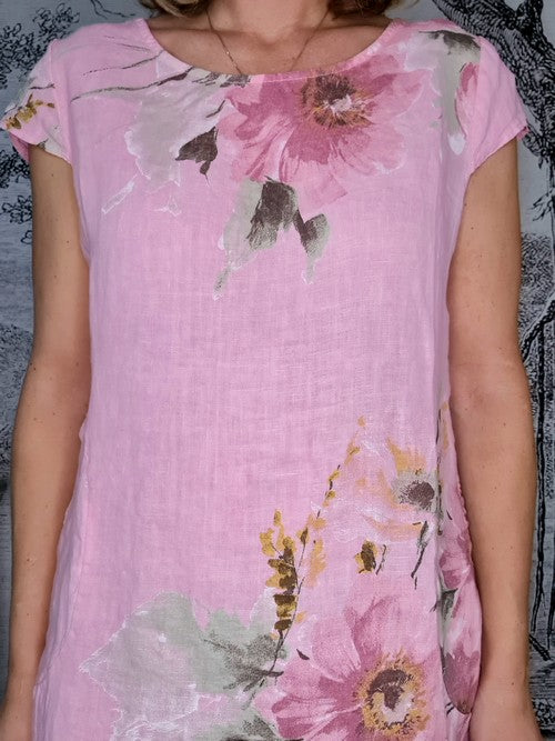 Helga May Watercolour Rose Kennedy Dress | Bubblegum