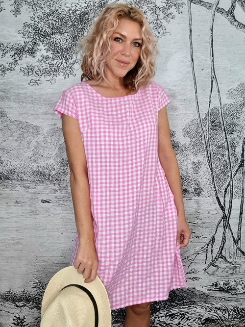 Helga May Bubblegum Check & Polka Kennedy Dress