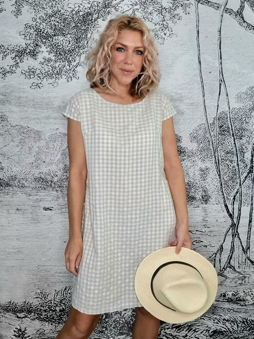 Helga May Beige Check & Polka Kennedy Dress