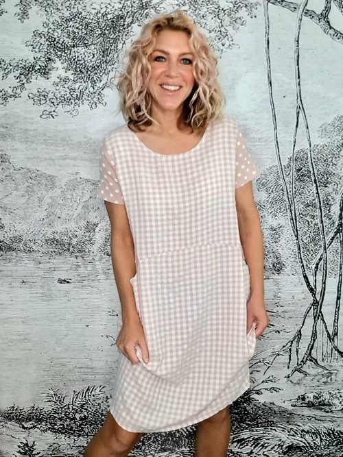Helga May Pink Check & Polka Kennedy Dress