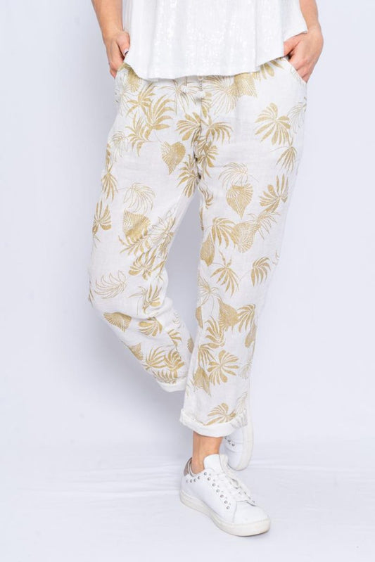 Lush Pants | White & Gold