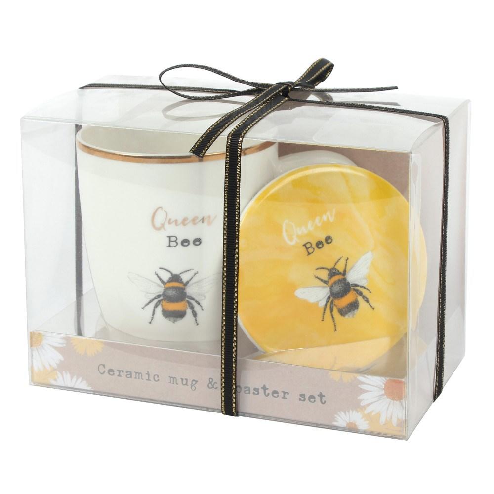 Queen Bee mug and coaster set