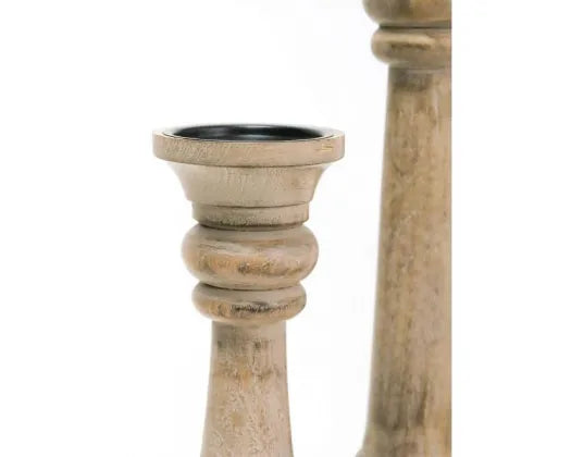 Piper Carved Wood Candle Holders