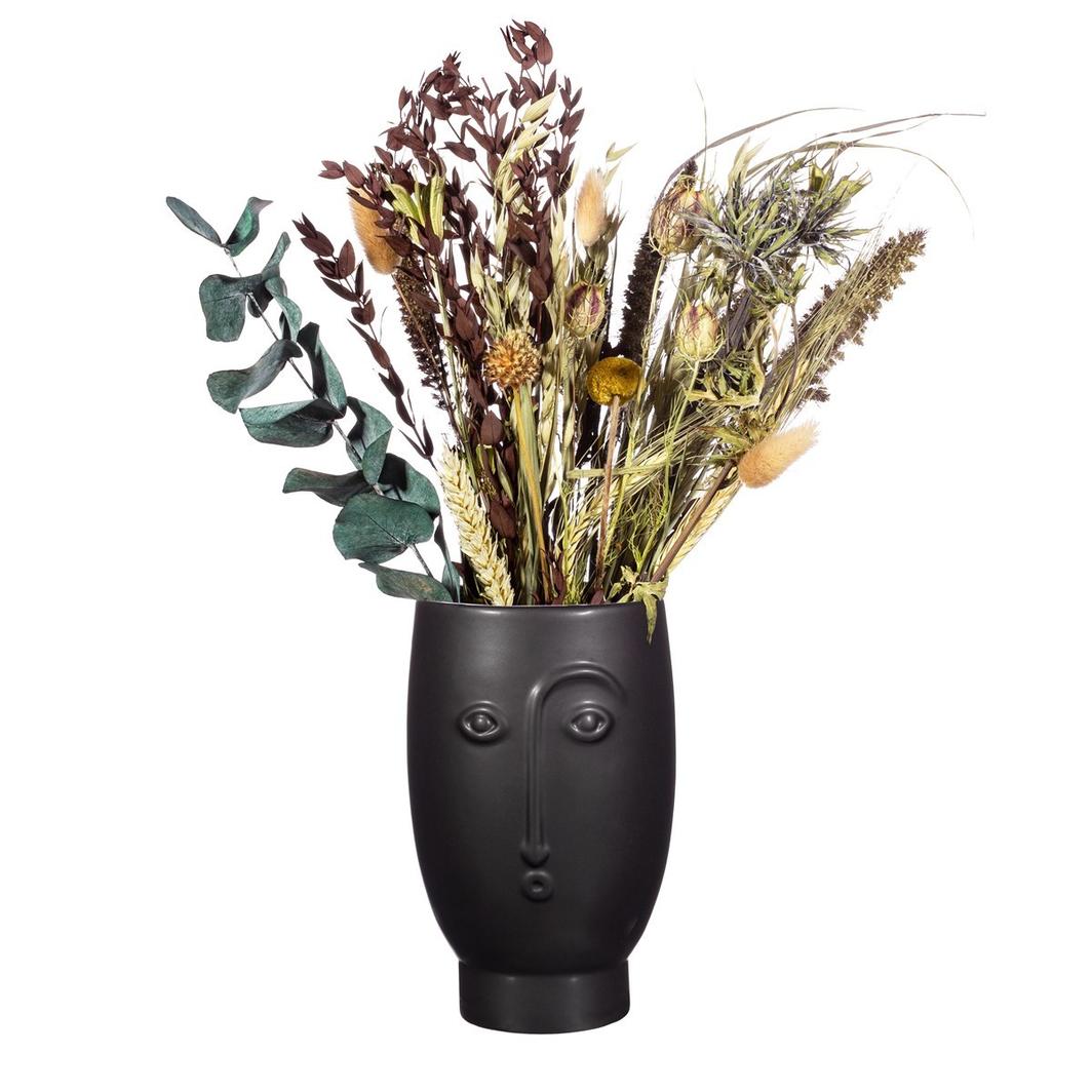 Black Matte Face Vase
