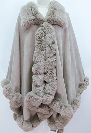 Ruffled Fur Cape | Mushroom