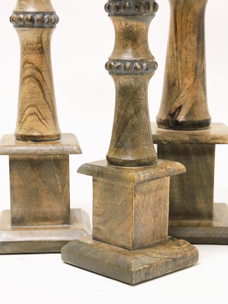 Remy Carved Wood Candle Holders