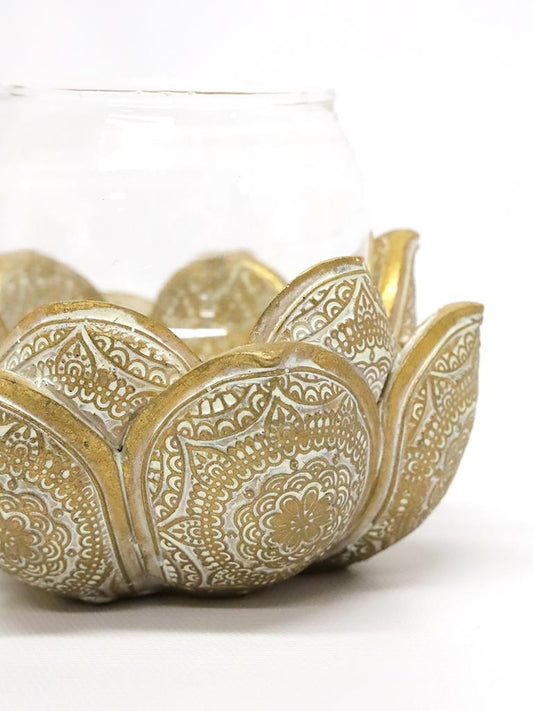 Lotus Polyresin Candleholder