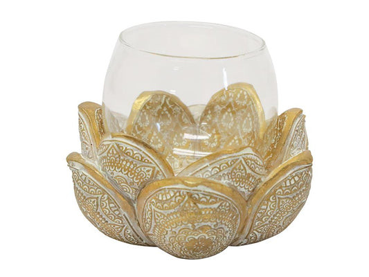 Lotus Polyresin Candleholder