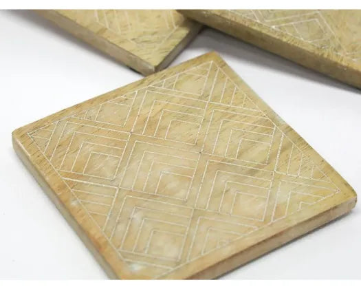 Scalloped Coasters W/ Caddy