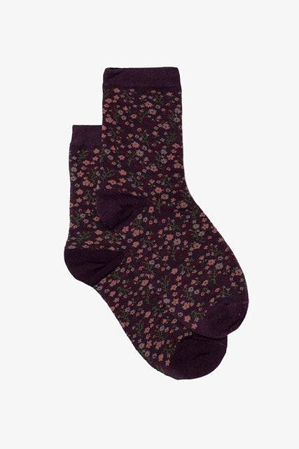 Winter Floral Sock | Mulberry