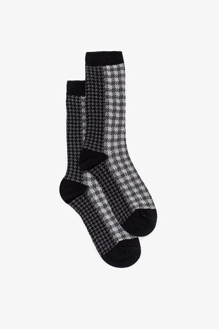 Houndstooth & Check Sock | Black