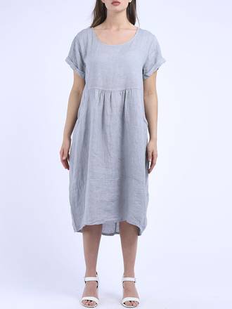 Charlotte Linen Dress Light Grey