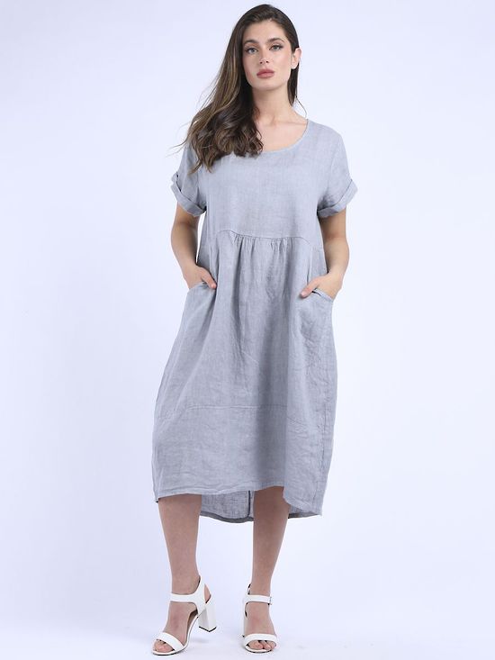 Charlotte Linen Dress Light Grey