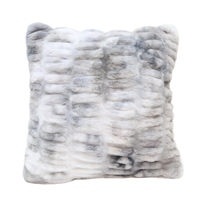 Faux Fur Ribbed Cushion | Grey