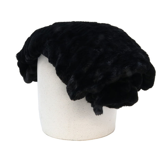 Faux Fur Ribbed Throw | Black