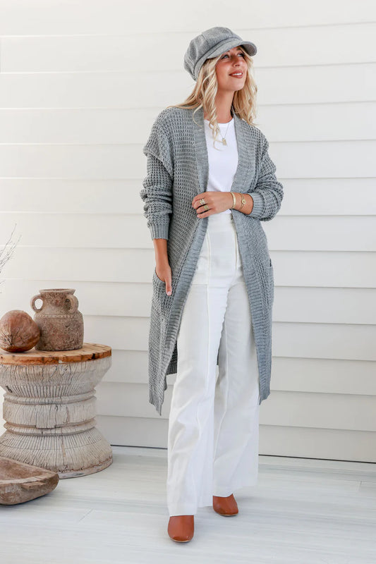 Lila Long Cardigan | Soft Grey
