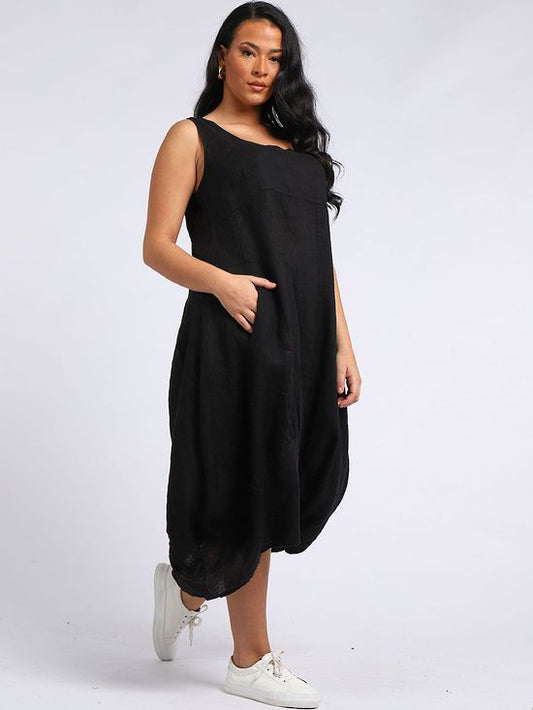 Gabriella Linen Dress | Black
