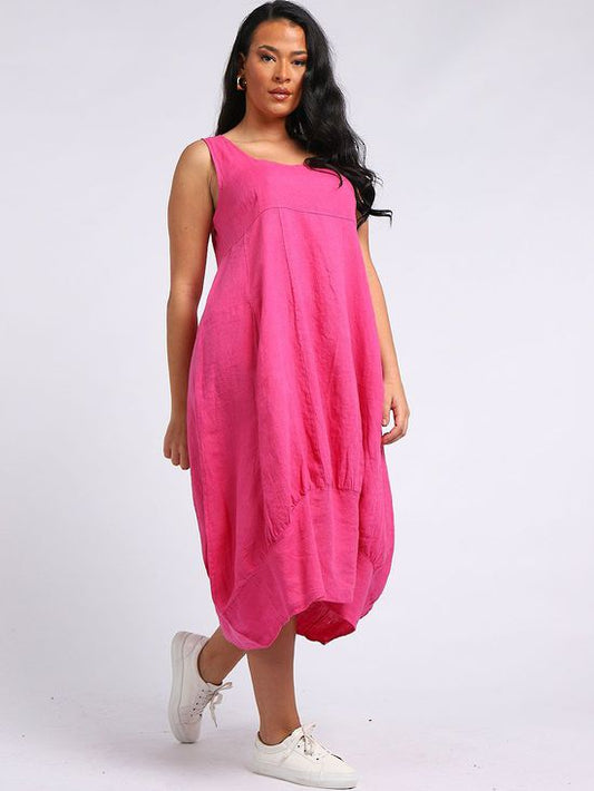Gabriella Linen Dress | Fuchsia