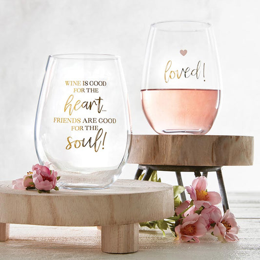 Stemless Wine Glass-Friends