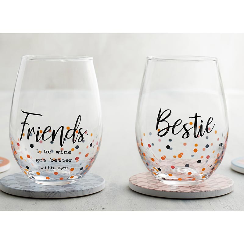 Stemless Wine Glass - Wine, Friends