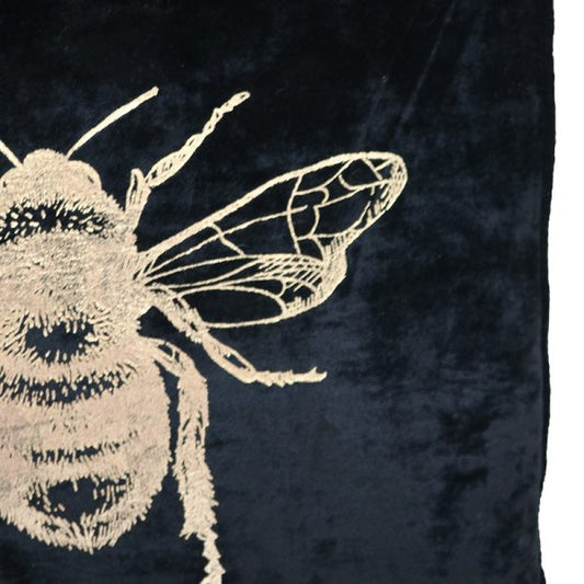 Velvet Bee Cushion | Black