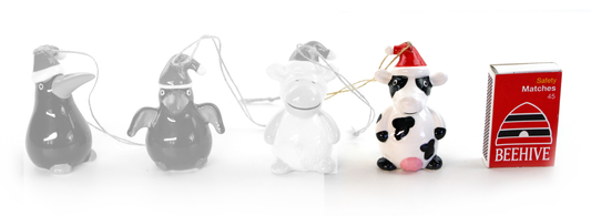 Ceramic Christmas Cow Hanger