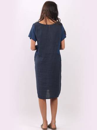 Fleur Summer Linen Dress | Navy