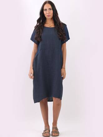 Fleur Summer Linen Dress | Navy