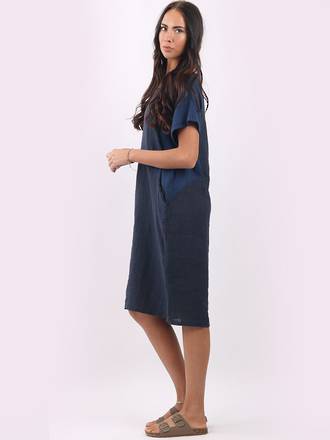 Fleur Summer Linen Dress | Navy