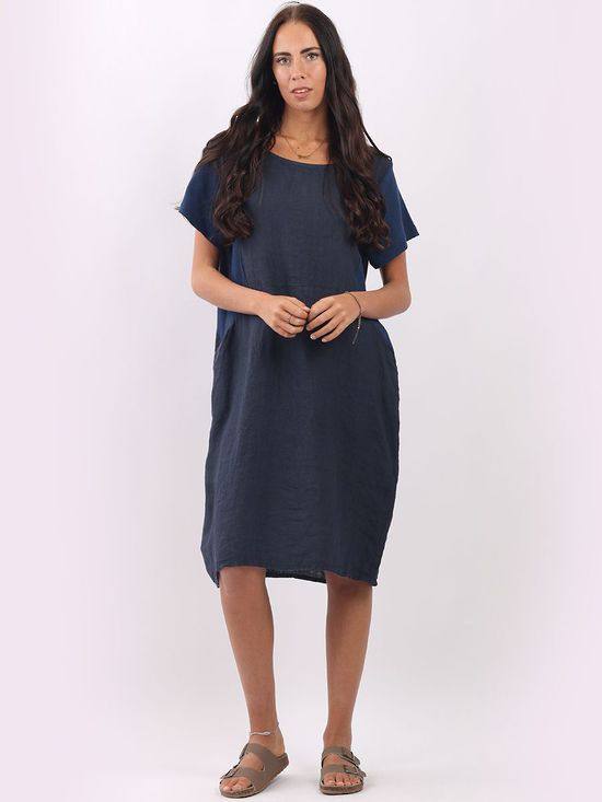 Fleur Summer Linen Dress | Navy