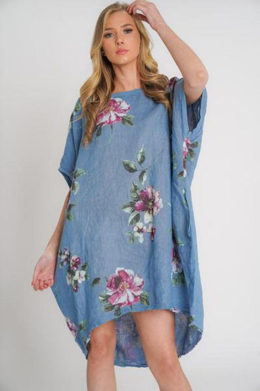 Adeline Linen Dress | Denim Blue