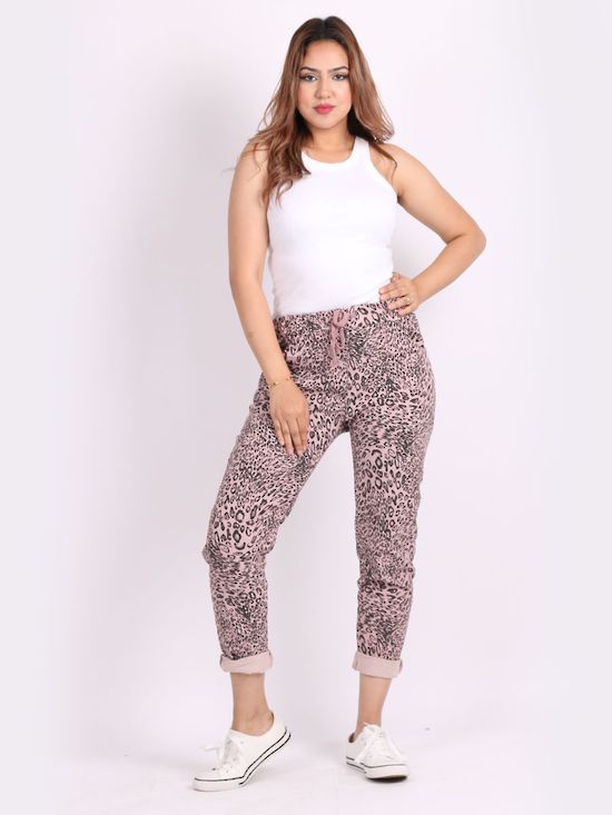 Leopard Trousers | Light Pink