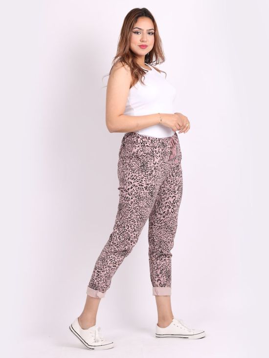 Leopard Trousers | Light Pink