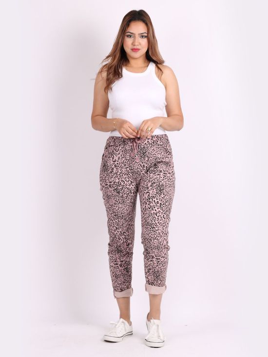 Leopard Trousers | Light Pink