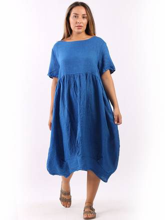 Mila Linen Dress  Royal Blue