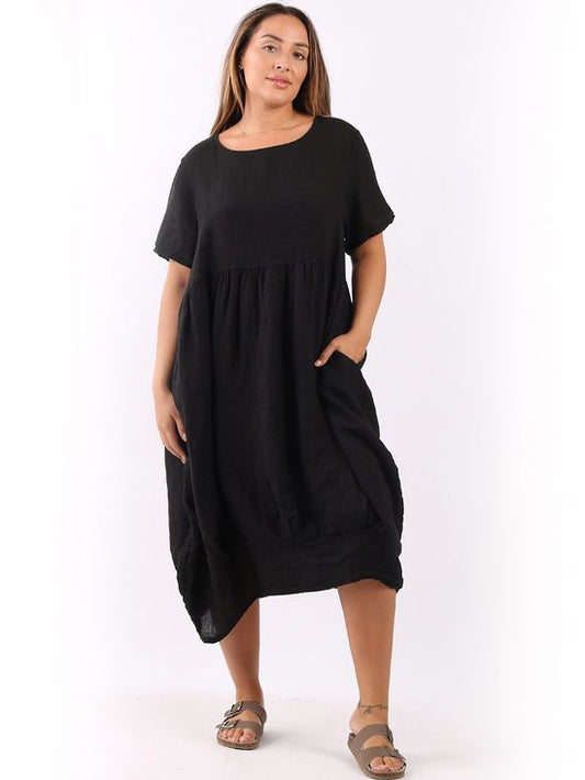 Mila Linen Dress | Black