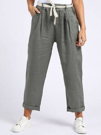 Marcella Linen Trousers | Khaki