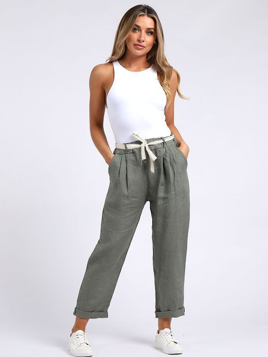 Marcella Linen Trousers | Khaki