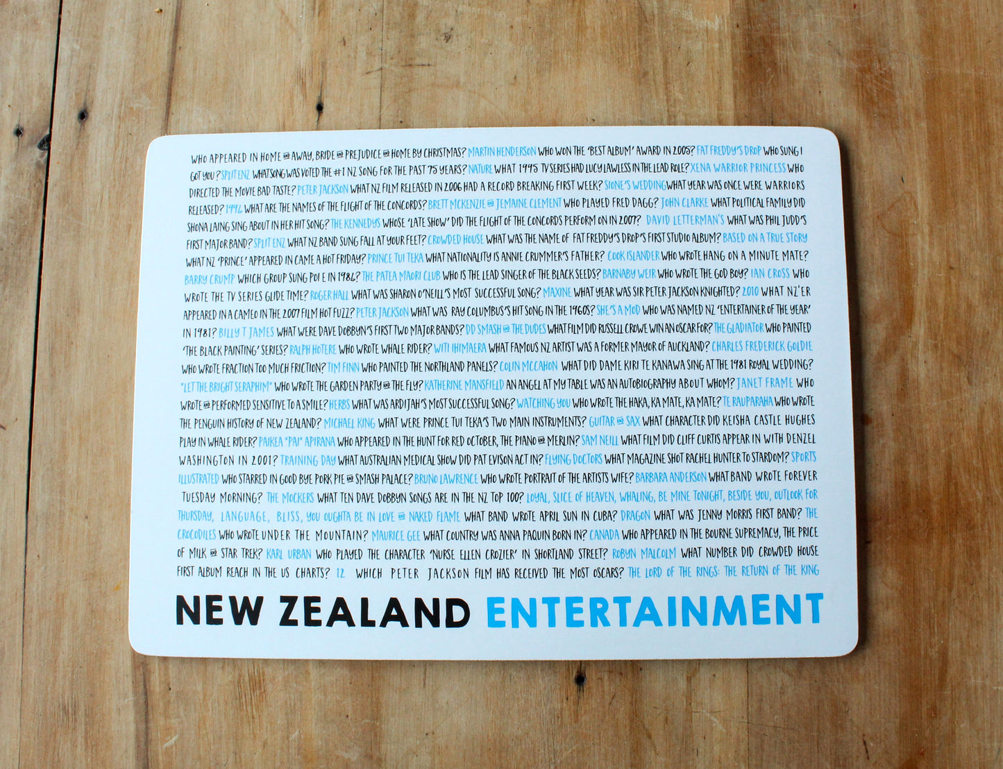 New Zealand Quiz Placemats
