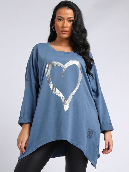 Romance Plus Size Sweter | Denim Blue